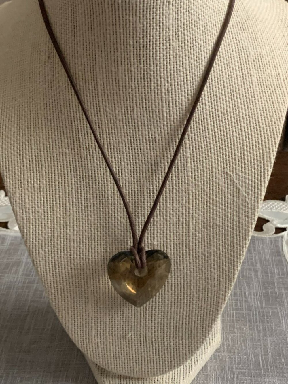 S.warovski Brown Large Crystal Heart Necklace